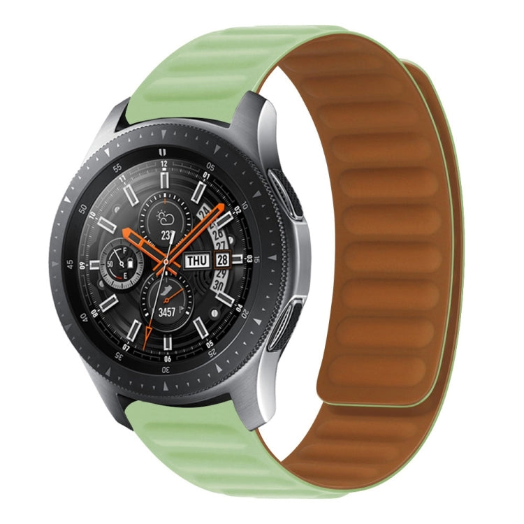 Two-tone light green silicone magnetic watch band with perforated pin holes