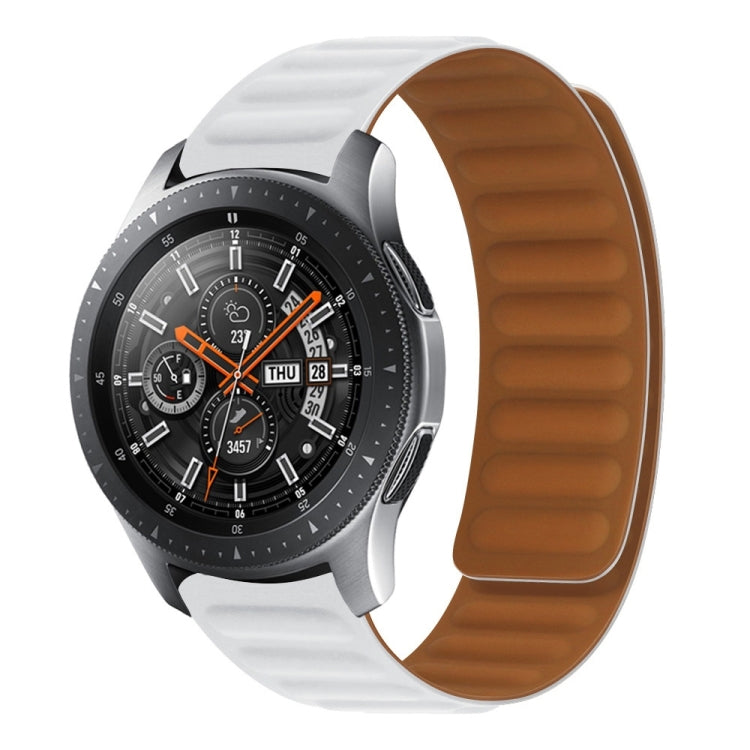 Silicone magnetic watch band for SM-R382, white strap with brown underside