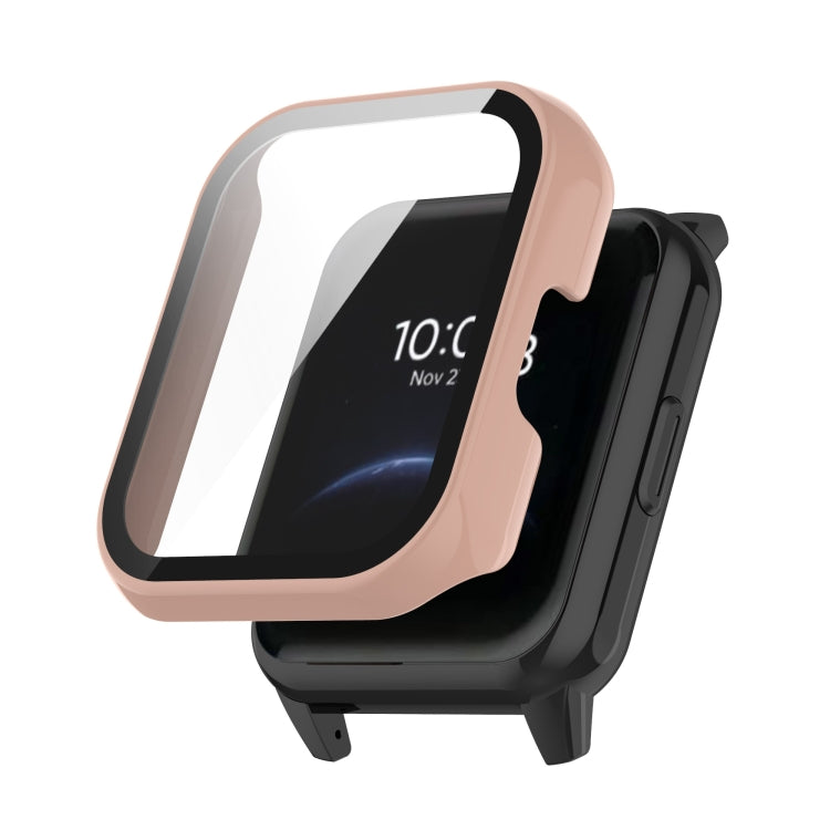 Pink watch case with integrated toughened film for Realme Watch 2 Pro.