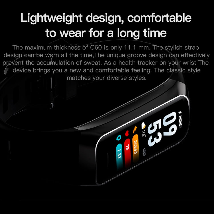 Black 1.1-inch smart fitness band with color display