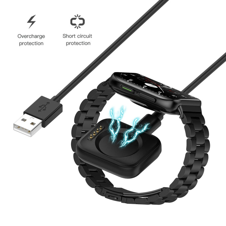 Charging dock delivering power to watch with cable, protection indicators