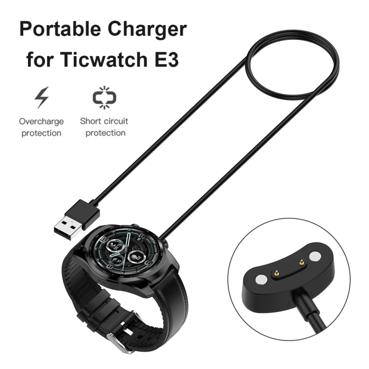 Black smartwatch charging cable with USB connector and magnetic dock