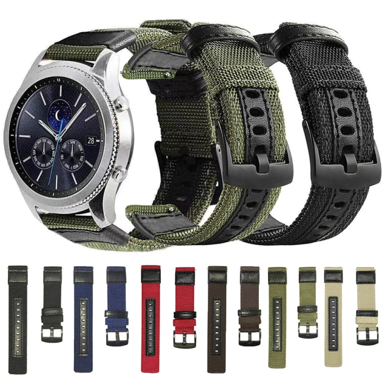 Canvas watch strap set shown with olive and black straps and multiple color options