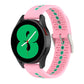 Two-tone silicone breathable watch strap for Galaxy Gear Sport, pink with green accents, perforated.