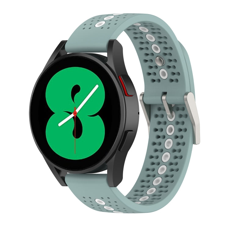 Two-color silicone breathable smartwatch strap in light gray with perforations