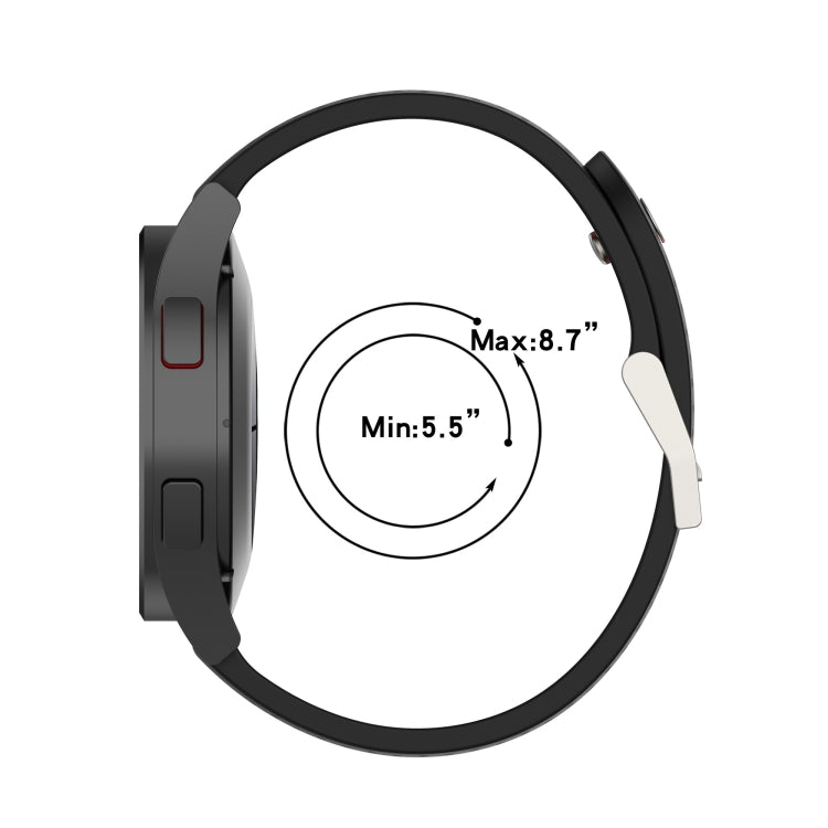 Two-color silicone breathable smartwatch strap, black, adjustable 5.5–8.7 in