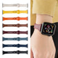 Assorted microfiber leather watch straps and a smartwatch on a wrist