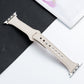 Beige microfiber leather watch strap with perforations and silver pin buckle