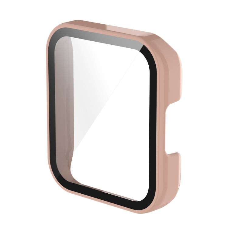 Pink full-enclosed watch case with clear toughened film screen cover