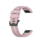 Rose pink silicone sports watch strap with perforated holes and buckle, two-piece design