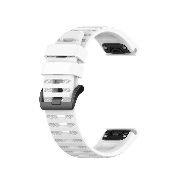 Silicone sports watch strap, white with perforated holes and black pin-and-loop clasp