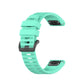 Silicone sports watch strap, mint green with perforated holes and black pin-and-loop clasp