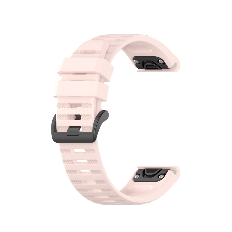 Silicone sports watch strap, pale pink perforated bands with pin buckle, for Garmin watch