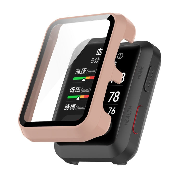 Shockproof protective case with clear tempered glass film for Huawei Watch D, pink