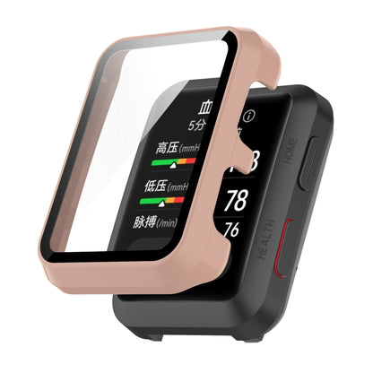 Shockproof protective case with clear tempered glass film for Huawei Watch D, pink