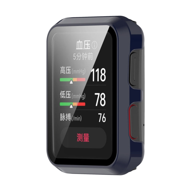 Shield-style shockproof case for Huawei Watch D with tempered glass film, navy