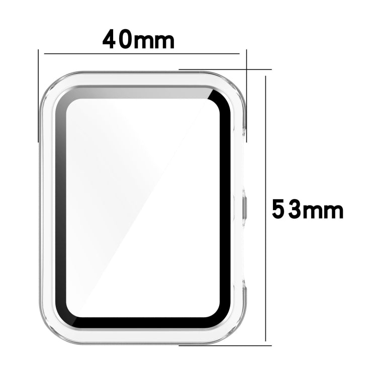 Protective case dimensions: 40mm wide x 53mm tall (transparent frame view)