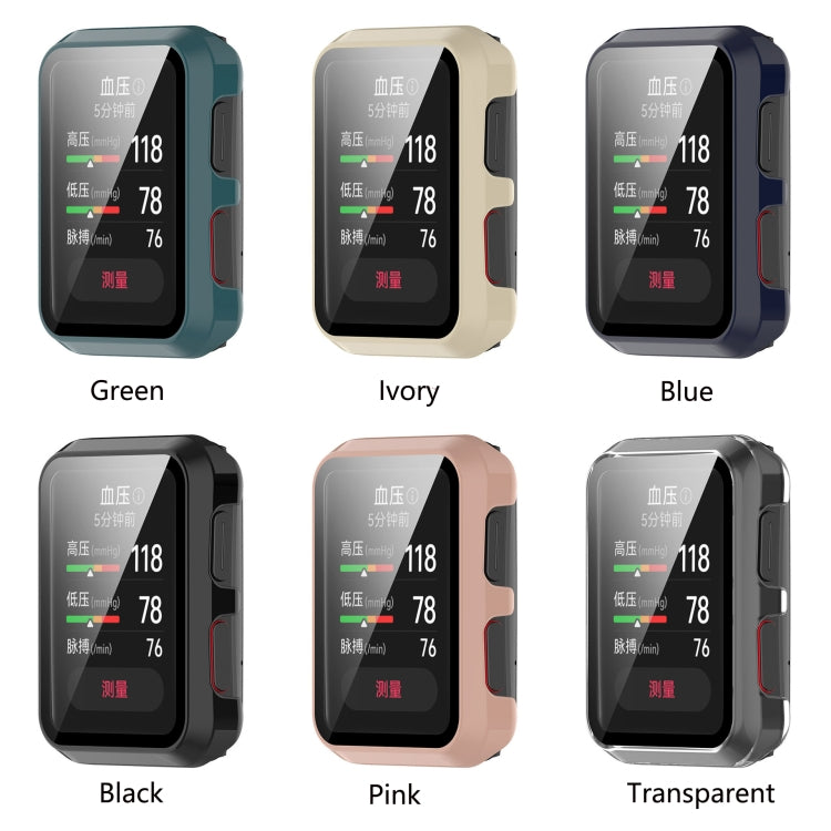 Shockproof PC case with tempered glass film, shown in Green, Ivory, Blue, Black, Pink, Transparent