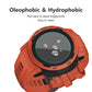 Oleophobic and hydrophobic tempered glass screen protector on orange Garmin smartwatch screen