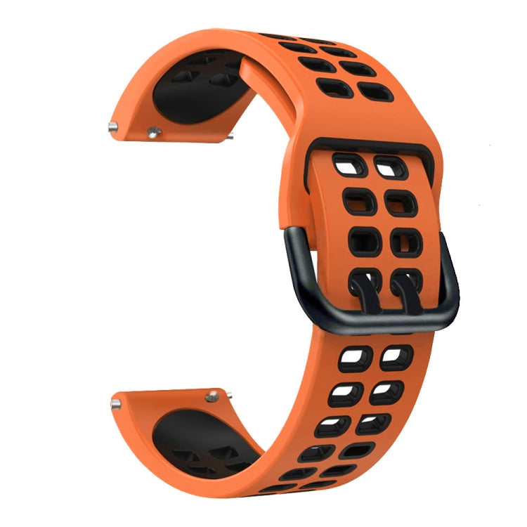 Mixed-color silicone watch strap, orange band with black perforated accents