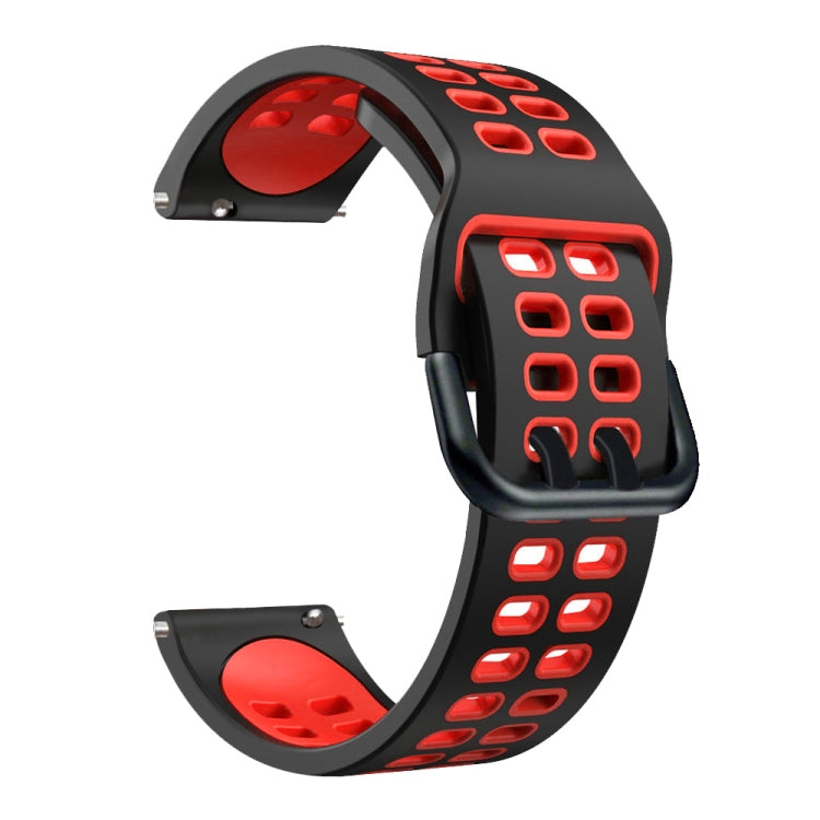 Mixed-color silicone watch strap, black band with red perforated accents