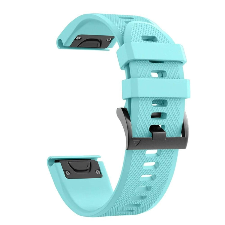 Light blue silicone watch strap with textured pattern and pin-buckle clasp
