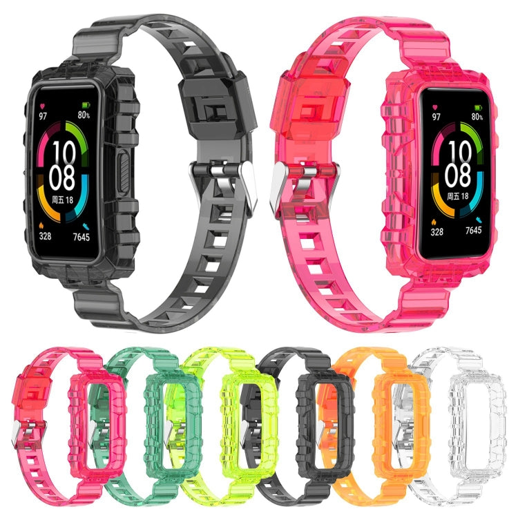 Set of transparent silicone smartwatch bands with different colors and one-piece molded links