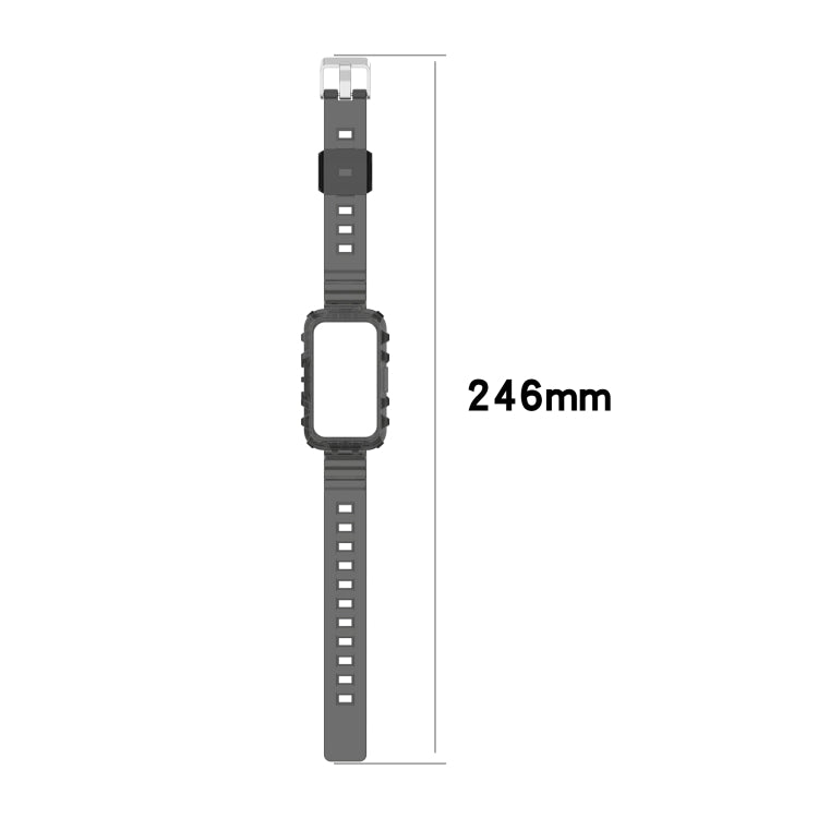 Transparent dark silicone smartwatch band, 246mm total length