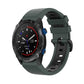 Two-color silicone watch band with olive green strap and black clasp for a sports watch
