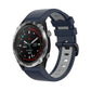 Two-color silicone watch band with navy strap and black clasp for a sports watch
