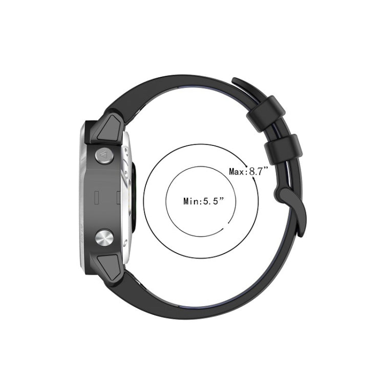 26mm silicone sports watch band with adjustable range Min 5.5–Max 8.7 in