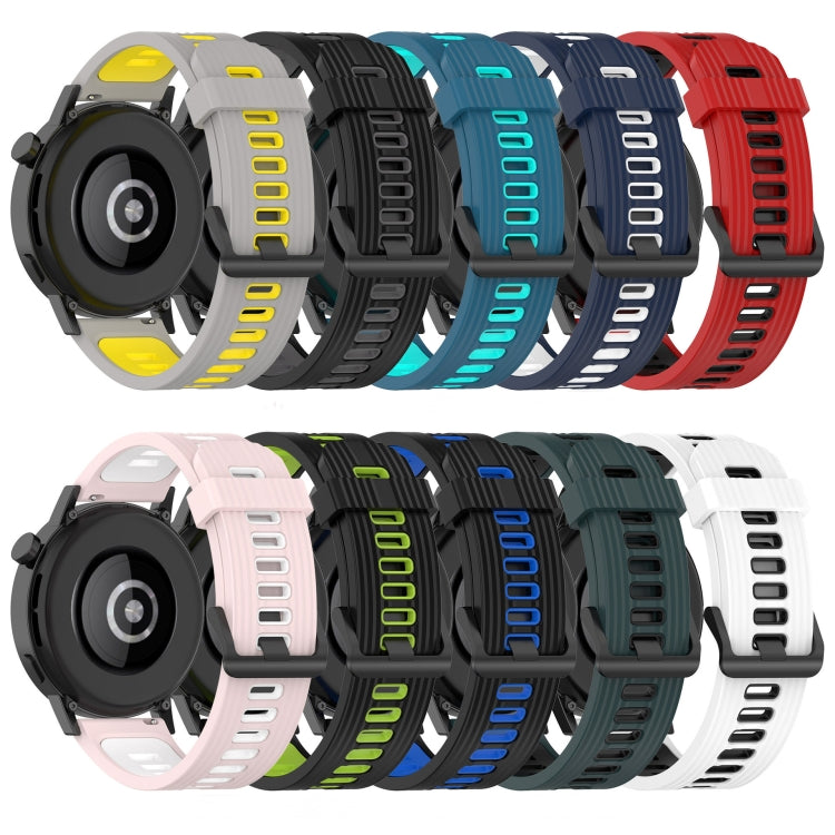 Assorted two-color silicone watch bands with vertical stripe pattern in multiple colors