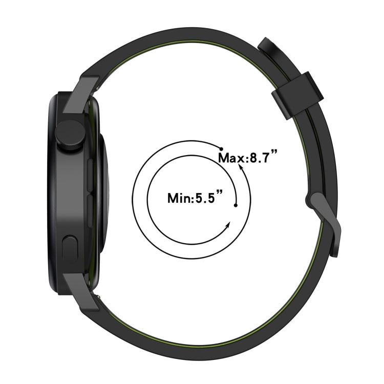 Black silicone watch band with clasp, Max 8.7 in and Min 5.5 in fit range