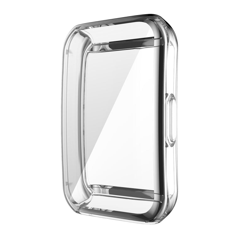 Clear TPU screen-protection case for smartwatch, side view with raised corners