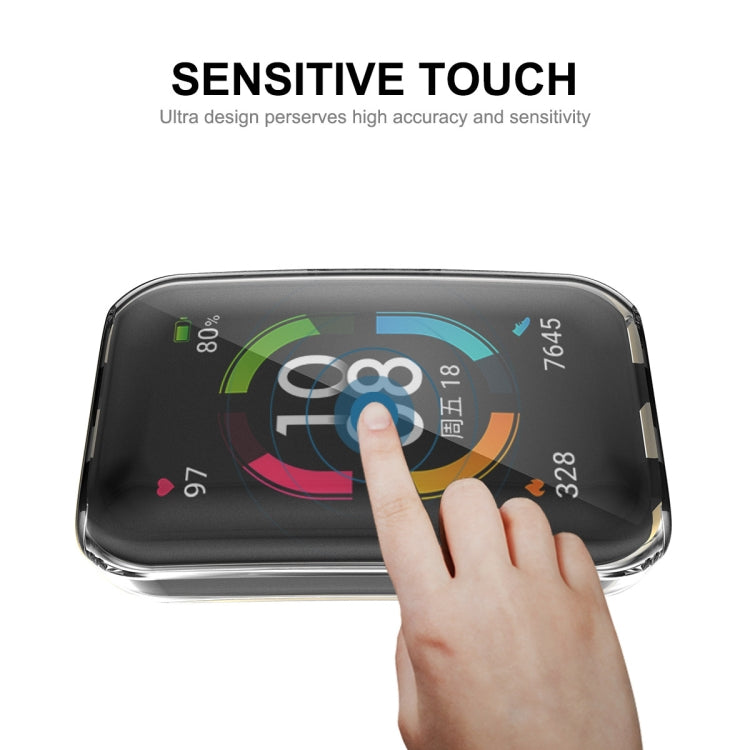 Transparent TPU screen cover case with finger touch on smartwatch display