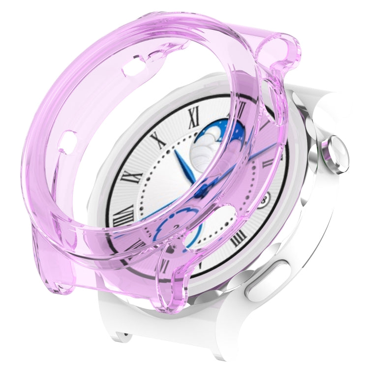 TPU transparent hollow watch case with purple protective frame for Huawei GT 3 Pro
