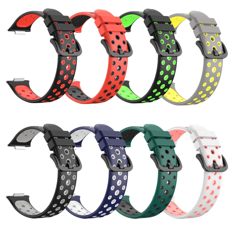 Assorted two-tone perforated silicone watch bands in multiple color combinations