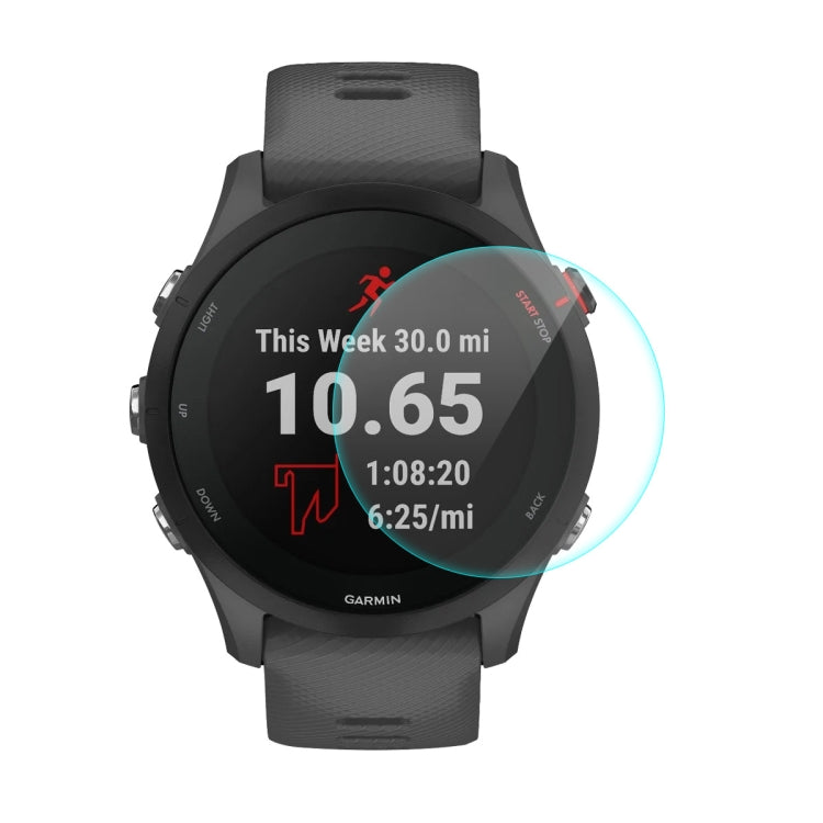 ENKAY tempered glass screen protector on Garmin Forerunner 255 smartwatch display