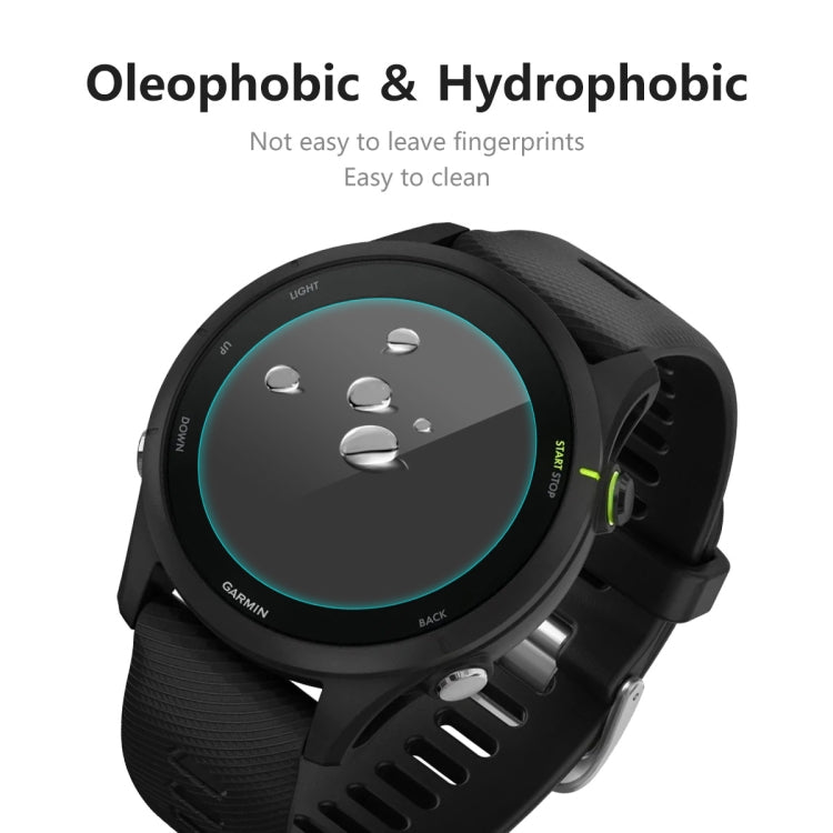 ENKAY tempered glass screen protector on Garmin Forerunner 255 with water droplets