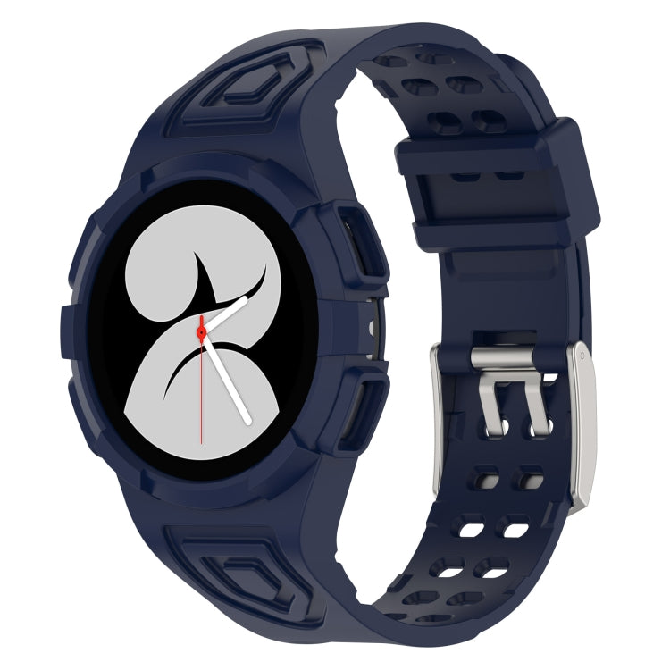 Silicone integrated watch band in dark blue, with metal clasp and ventilated strap holes