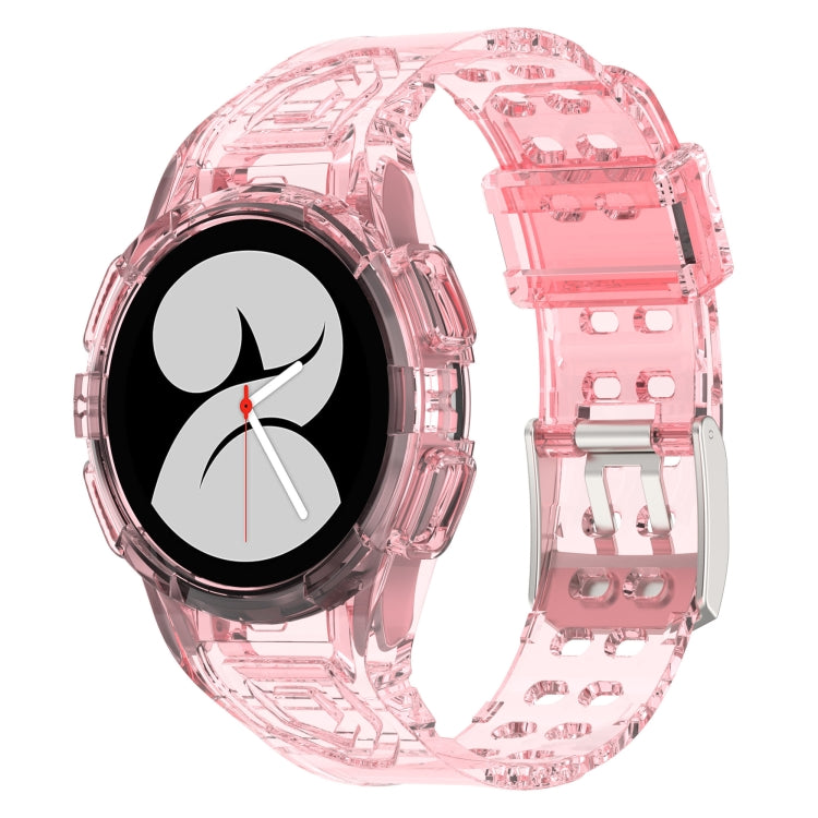 Pink transparent silicone integrated watch band with perforated strap and clasp