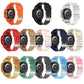 Set of multicolor silicone watch bands with perforated links and metal buckles