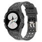 Black silicone integrated watch band, front view with perforated strap and clasp