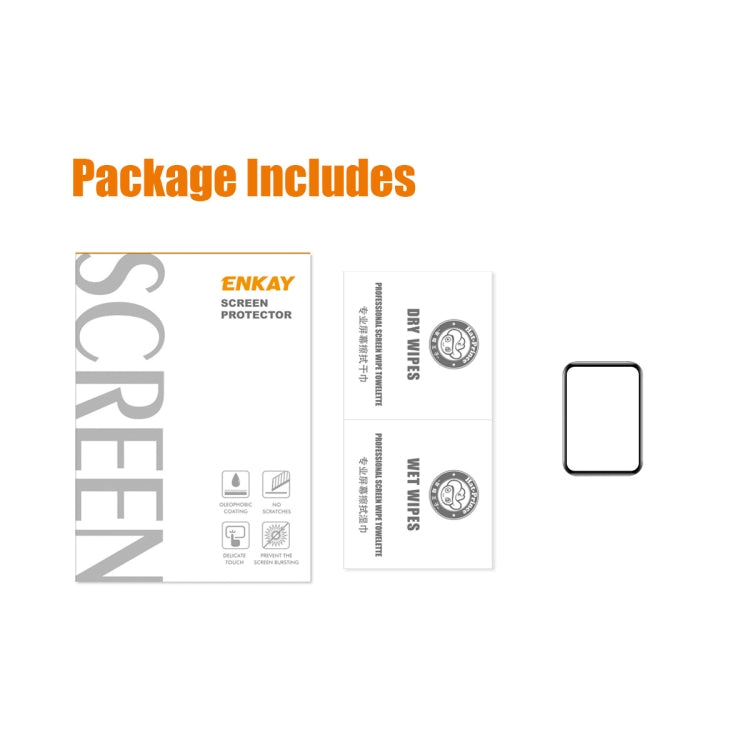 Screen protector film package with ENKAY branding and included parts for Huawei Watch Fit 2