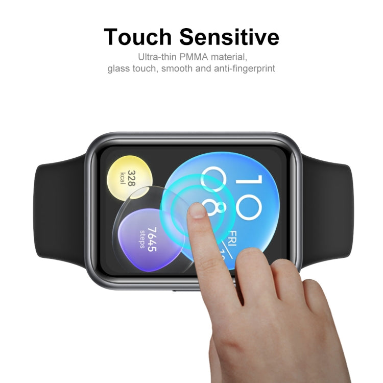 Touch-friendly clear PMMA screen protector film for Huawei Watch Fit 2, fingertip control