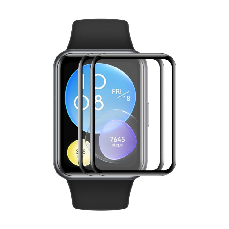 Set of clear full-coverage screen protectors for Huawei Watch Fit 2 with curved PC edge