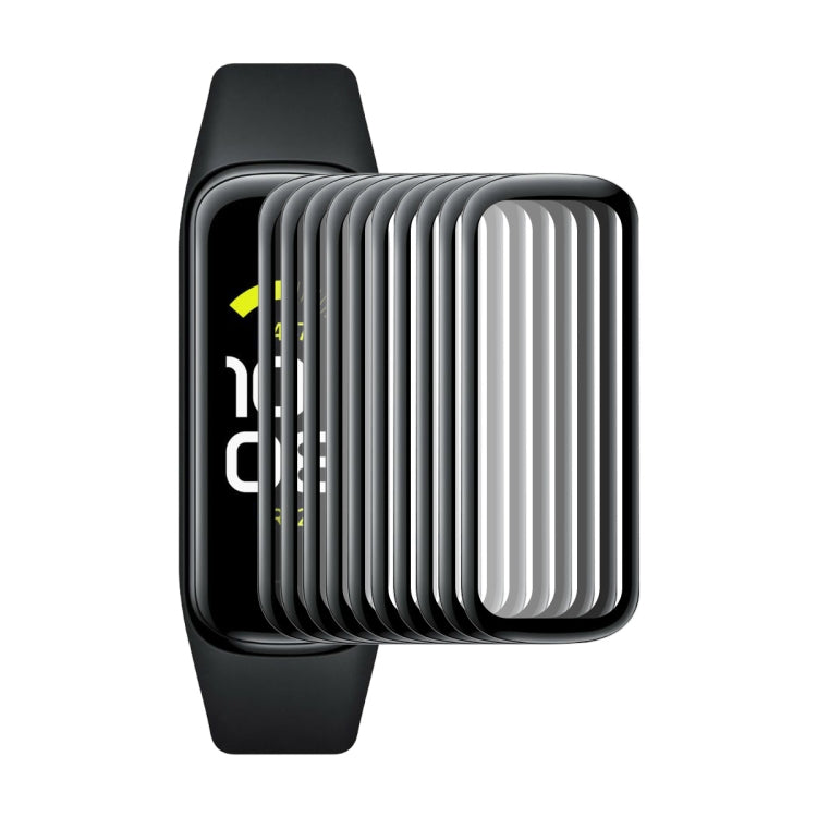 Stacked watch screen protector films with curved soft PC edge and transparent cover