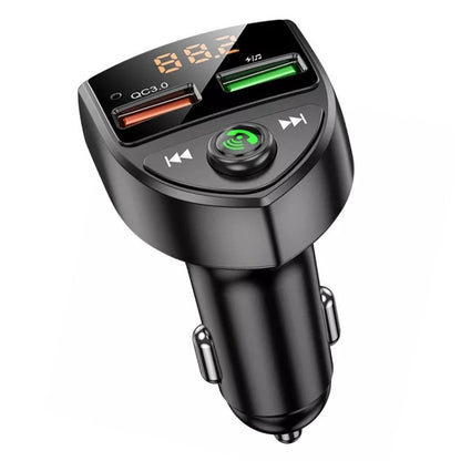 C8 Car  U Disk Bluetooth Player Fm Transmitter  QC3.0 Dual USB Ports Fast Charging, C8 QC3.0