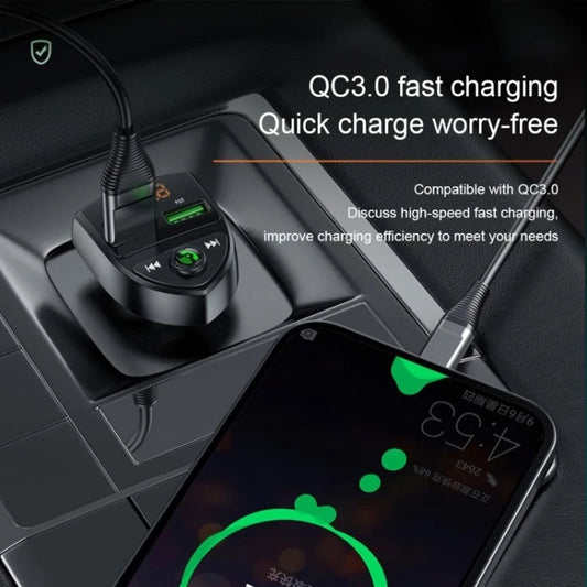 C8 Car  U Disk Bluetooth Player Fm Transmitter  QC3.0 Dual USB Ports Fast Charging, C8 QC3.0
