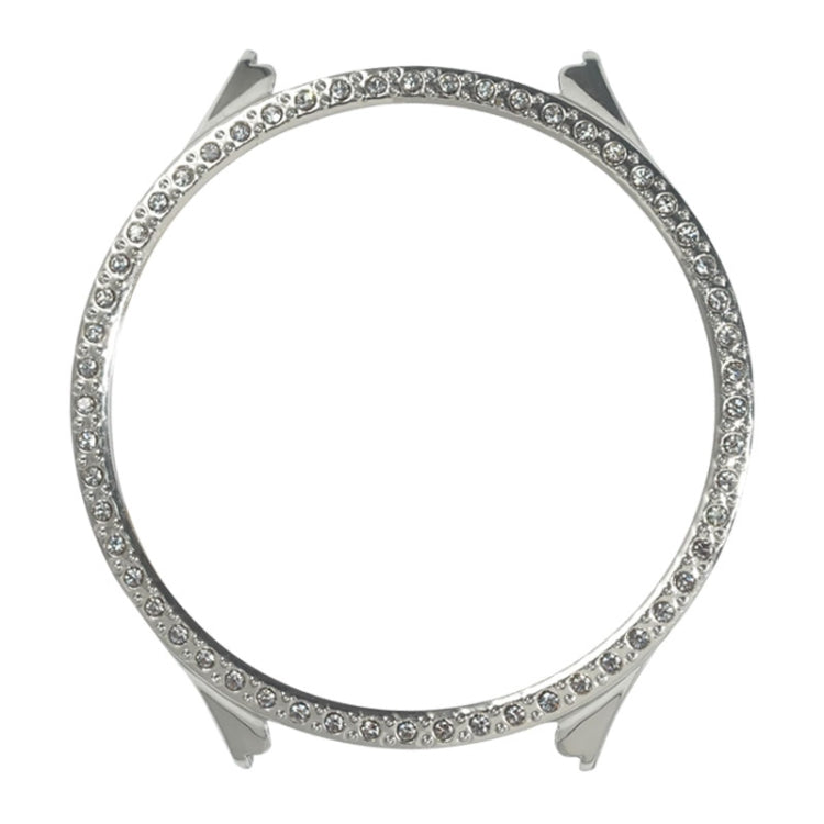 Silver TPU watch case with clear diamond rhinestone bezel and raised silicone corners